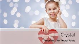  Presentation with wedding white - Slide deck enhanced with girl with gift box wedding background and a coral colored foreground