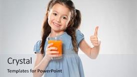  Presentation with juice - Beautiful PPT layouts featuring girl with glass of juice backdrop and a light blue colored foreground