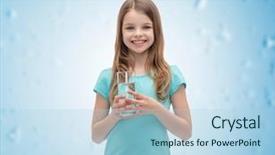  Presentation with water glass - Presentation theme featuring girl with glass of water background and a light blue colored foreground
