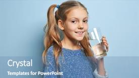  Presentation with water glass - Slide set consisting of girl with glass of water background and a teal colored foreground