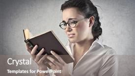  Presentation with book glasses - Audience pleasing slides consisting of girl with glasses reading backdrop and a  colored foreground