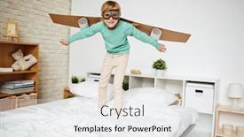  Presentation with plane - Slide set consisting of girl-with-handmade-plane-behind background and a  colored foreground