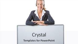  Presentation with airport boarding board - Presentation theme featuring girl with headset and blank background and a  colored foreground