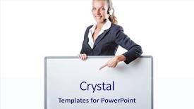  Presentation with airport boarding board - Amazing slides having girl with headset and blank backdrop and a sky blue colored foreground