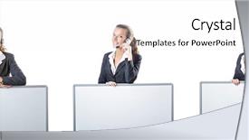  Presentation with airport boarding board - Audience pleasing PPT theme consisting of girl with headset and blank backdrop and a white colored foreground