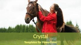  Presentation with smiling little girl - Amazing PPT layouts having girl with her brown horse backdrop and a tawny brown colored foreground