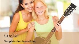  Presentation with happy music lovers - Beautiful presentation theme featuring girl with her music teacher backdrop and a  colored foreground