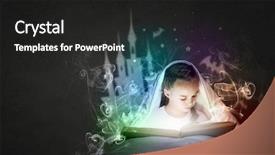  Presentation with magic book - Colorful theme enhanced with girl with in bed reading backdrop and a dark gray colored foreground