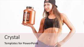  Presentation with girl power - PPT theme enhanced with girl with jar of protein background and a lemonade colored foreground