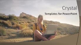  Presentation with outdoors - Amazing theme having girl-with-laptop-outdoors backdrop and a light gray colored foreground