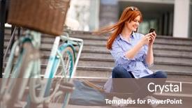  Presentation with cell - Amazing slide set having girl with looking in cell backdrop and a gray colored foreground