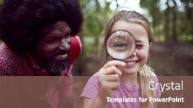  Presentation with team leader - Slide set with girl-with-male-team-leader background and a violet colored foreground