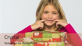  Presentation with teen girl tech - Presentation theme featuring girl with missing teeth show background and a coral colored foreground