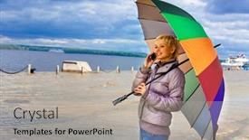  Presentation with coloured - Amazing theme having girl-with-multi-coloured-umbrella backdrop and a  colored foreground