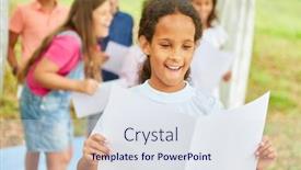  Presentation with talent - Presentation enhanced with girl-with-music-sheet-looks background and a sky blue colored foreground