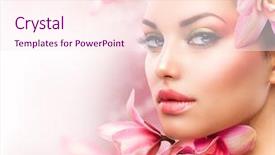  Presentation with fashion - Presentation theme featuring girl with orchid flowers beauty background and a pink colored foreground