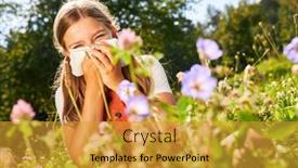  Presentation with pollen - PPT layouts consisting of girl-with-pollen-allergy background and a gold colored foreground
