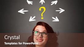  Presentation with question marks - Presentation featuring girl with question marks and direction concept background and a tawny brown colored foreground