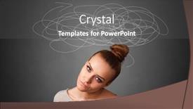  Presentation with question marks - Presentation theme featuring girl-with-question-marks background and a dark gray colored foreground