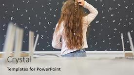  Presentation with girl reading - Slide deck having girl-with-reading-disability background and a light gray colored foreground