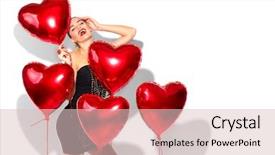  Presentation with beautiful young girl red - Colorful PPT theme enhanced with girl with red air balloon backdrop and a lemonade colored foreground