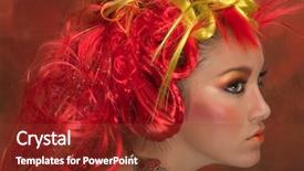  Presentation with yellow orange - Audience pleasing theme consisting of girl with red orange yellow hair and beautiful make up backdrop and a tawny brown colored foreground