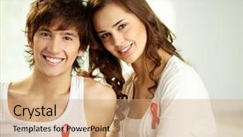  Presentation with awareness - Colorful slide set enhanced with girl with red ribbon backdrop and a  colored foreground