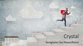  Presentation with starting line red running track - Amazing PPT theme having girl with red santa bag backdrop and a  colored foreground