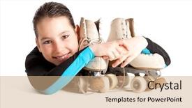 Presentation with roller skating - PPT layouts with girl with roller skates isolated background and a coral colored foreground