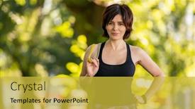  Presentation with band - Slide set consisting of girl-with-rubber-elastic-band background and a yellow colored foreground