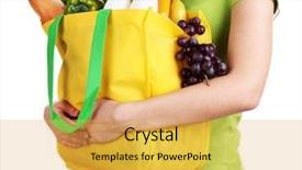  Presentation with eco bag - Amazing presentation design having girl with shopping bag isolated backdrop and a yellow colored foreground