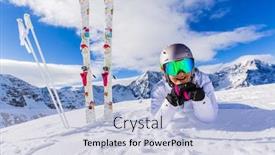  Presentation with snow day - Amazing PPT layouts having girl with ski laying on the fresh snow on top of the mountain ski piste at sunny day in italian alps sulden south tirol backdrop and a lemonade colored foreground