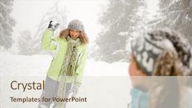  Presentation with snowball - Presentation design with girl with snowball background and a sky blue colored foreground