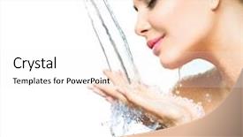  Presentation with girl model - Presentation theme with girl with splashes of water background and a sky blue colored foreground