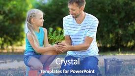  Presentation with planting technology - Beautiful theme featuring girl with teacher planting sapling backdrop and a ocean colored foreground