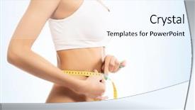  Presentation with sporty - Presentation design featuring girl with the measuring tape background and a sky blue colored foreground