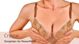  Presentation with breast - Audience pleasing PPT layouts consisting of girl with thin waist holding breast of in bra isolated backdrop and a coral colored foreground