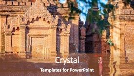  Presentation with ancient temples - Presentation consisting of girl with traditional burmese parasol background and a  colored foreground