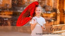  Presentation with burmese python - Presentation featuring girl with traditional burmese parasol background and a coral colored foreground