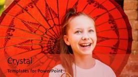  Presentation with traditional - Slide set enhanced with girl with traditional burmese parasol background and a red colored foreground