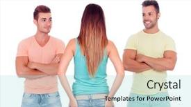  Presentation with boys scouts - Audience pleasing theme consisting of girl with two handsome boys backdrop and a light blue colored foreground