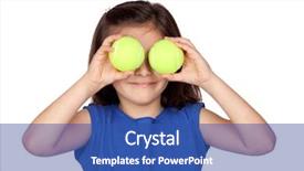  Presentation with tennis - Cool new presentation theme with girl with two tennis balls backdrop and a ocean colored foreground
