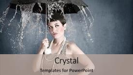  Presentation with under water concrete - Slide set enhanced with girl with umbrella under water background and a mint green colored foreground