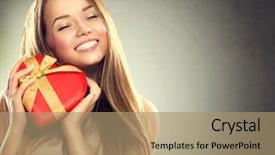  Presentation with girl model - Audience pleasing slide deck consisting of girl with valentine gift box backdrop and a coral colored foreground