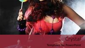  Presentation with lollipop - Presentation design consisting of girl with with creative make-up holds lollipop doll style studio shot background and a red colored foreground