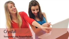  Presentation with team work - PPT layouts consisting of girl work on laptop computer background and a  colored foreground