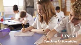  Presentation with recognition in school - Theme with girl working in primary school background and a coral colored foreground