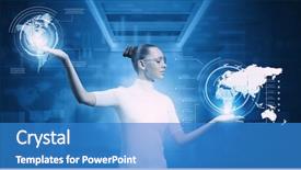  Presentation with virtual - Colorful PPT layouts enhanced with girl working with virtual screen backdrop and a teal colored foreground