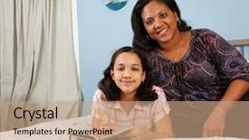  Presentation with journal - Amazing PPT theme having girl writing in her journal from bed backdrop and a coral colored foreground