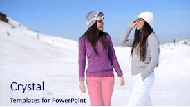  Presentation with two black women - Amazing PPT theme having girlfirends - two attractive women friends backdrop and a  colored foreground